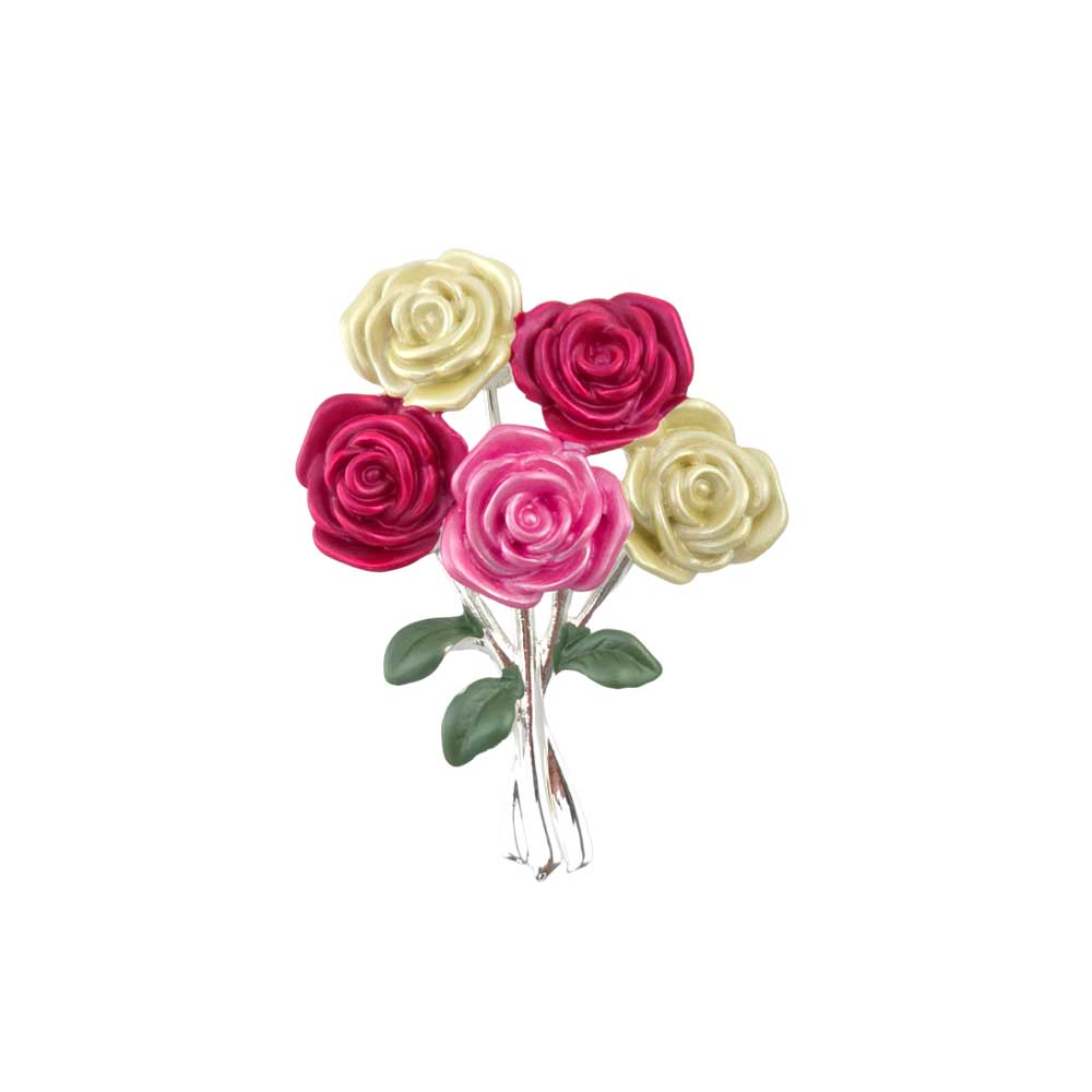 Rose Bouquet | Silver Plated Brooch | Little Gift | Cracker Filler