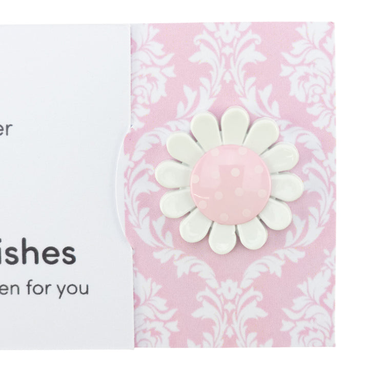 Best Sister | Pink Daisy | Button Wishes Sew On Token | Cracker Filler