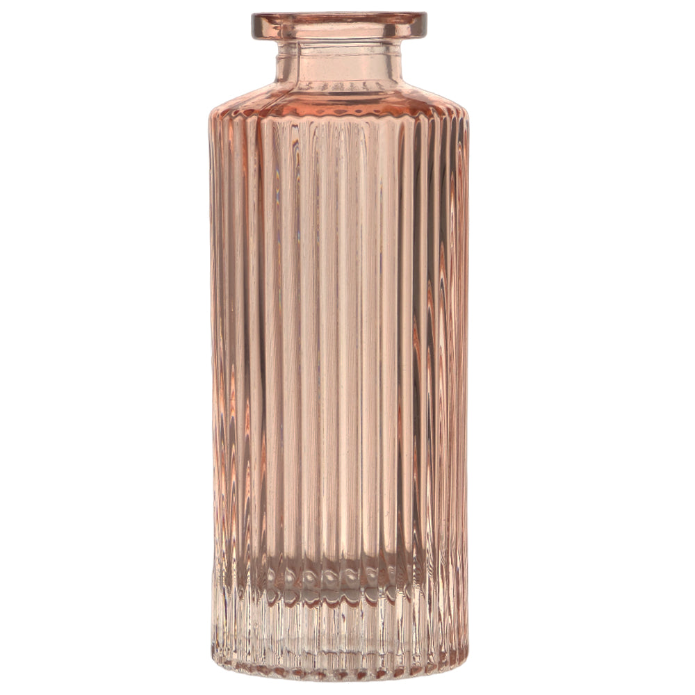 Dusky Pink | Small Ribbed Bottle Vase | 13cm Tall | Gisela Graham