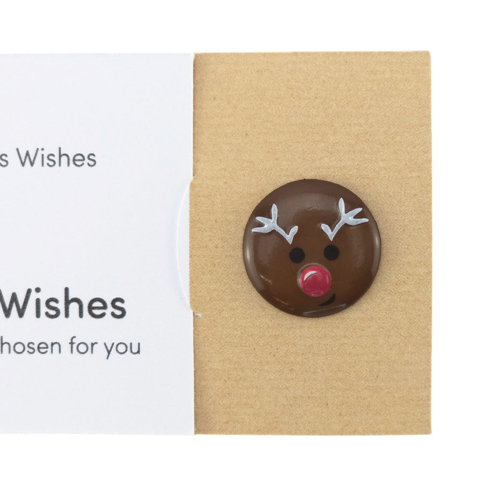 Christmas Wishes | Rudolph | Button Wishes Sew On Token | Mini Cracker Filler