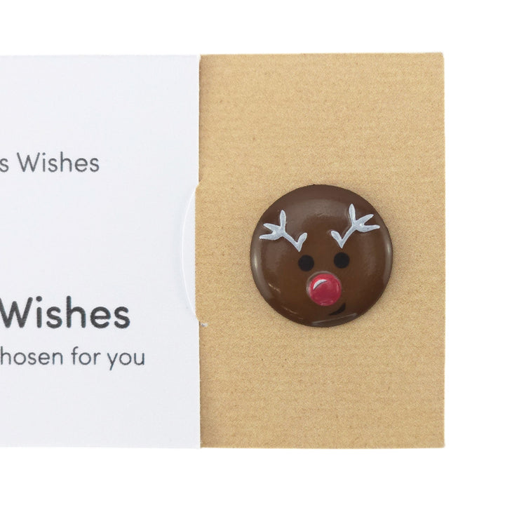 Christmas Wishes | Rudolph | Button Wishes Sew On Token | Mini Cracker Filler