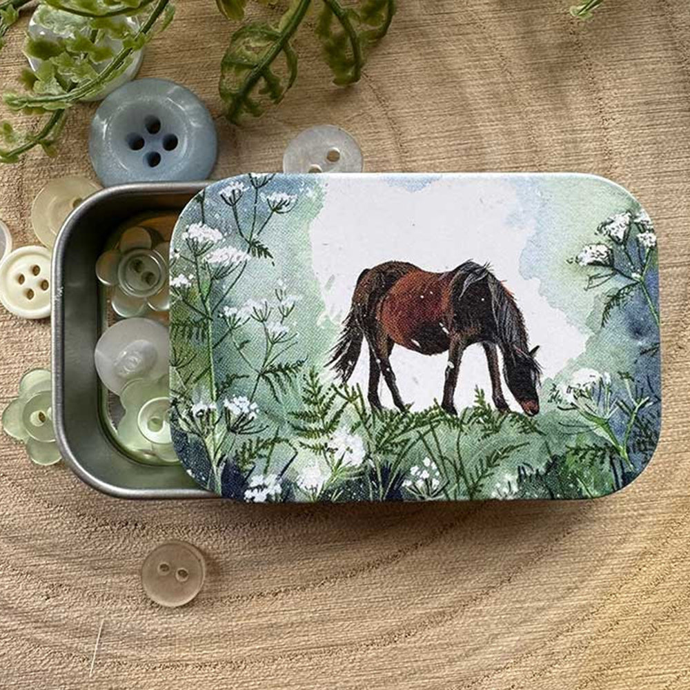Grazing Horse | Little Slide Shut Tin to Fill | Mini Gift | Cracker Filler
