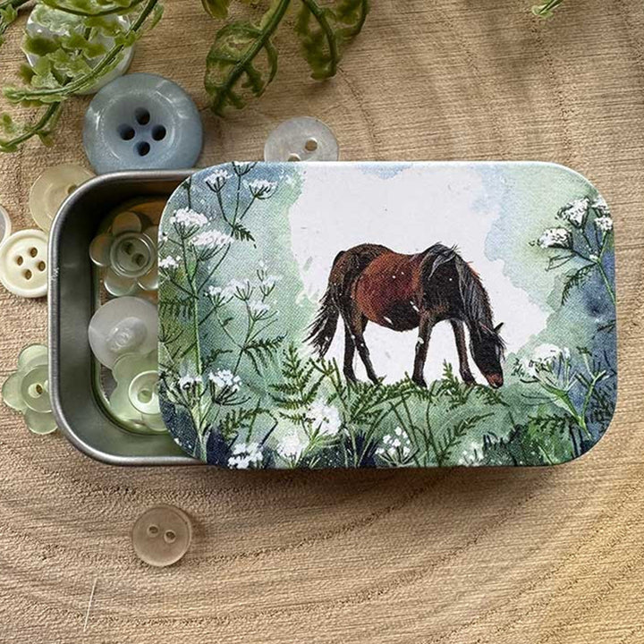 Grazing Horse | Little Slide Shut Tin to Fill | Mini Gift | Cracker Filler