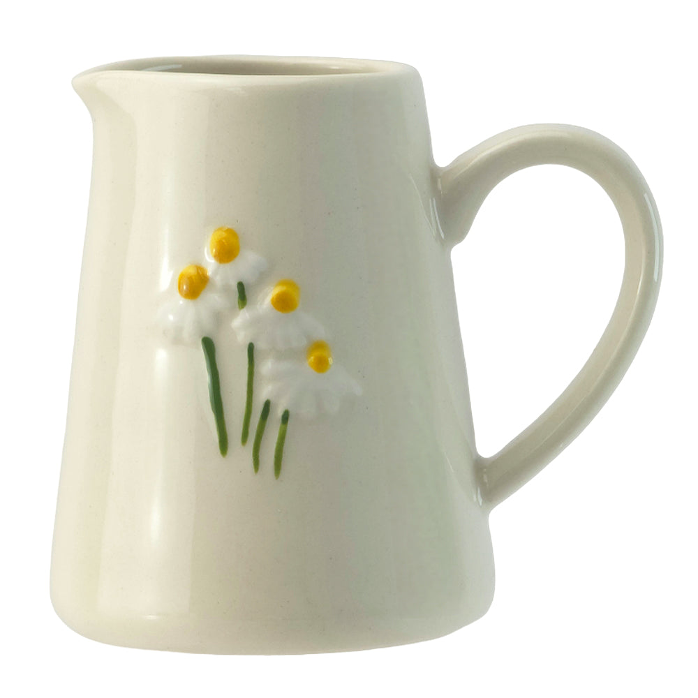 White Daisies | Stoneware Mini Jug | 8cm Tall | Gisela Graham