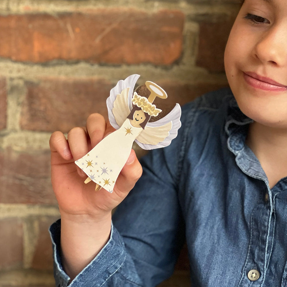Make Your Own Angel Peg Doll | Complete Sustainable Christmas Craft Kit for Kids