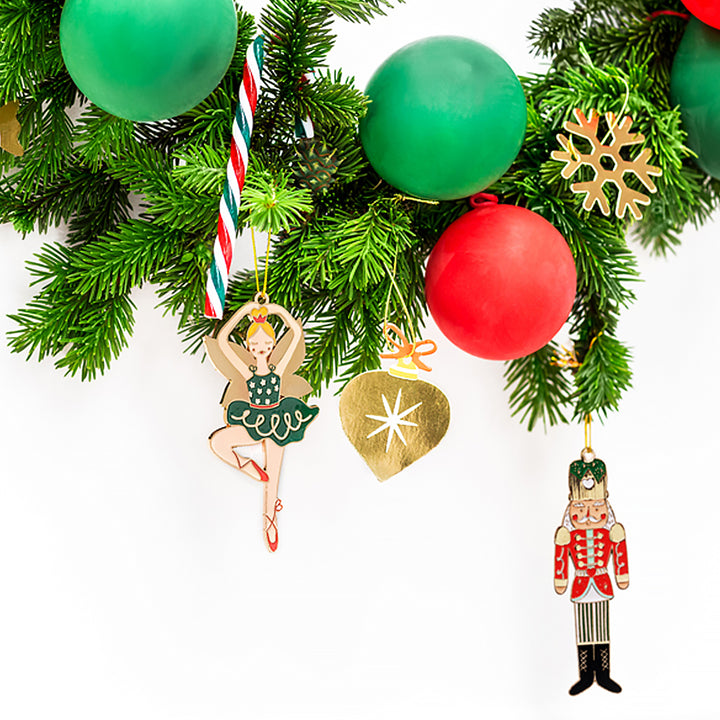 9.5cm Enamelled Metal Nutcracker Ballerina Hanging Christmas Tree Ornament