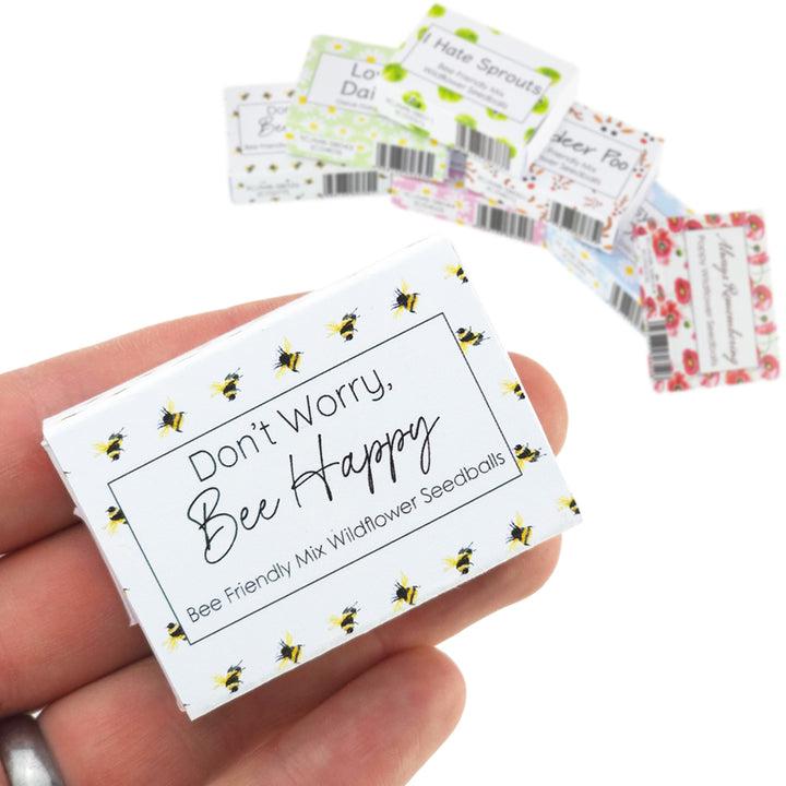 Don't Worry Bee Happy | Seedball Matchbox | Bee Mix | Cracker Filler | Little Gift