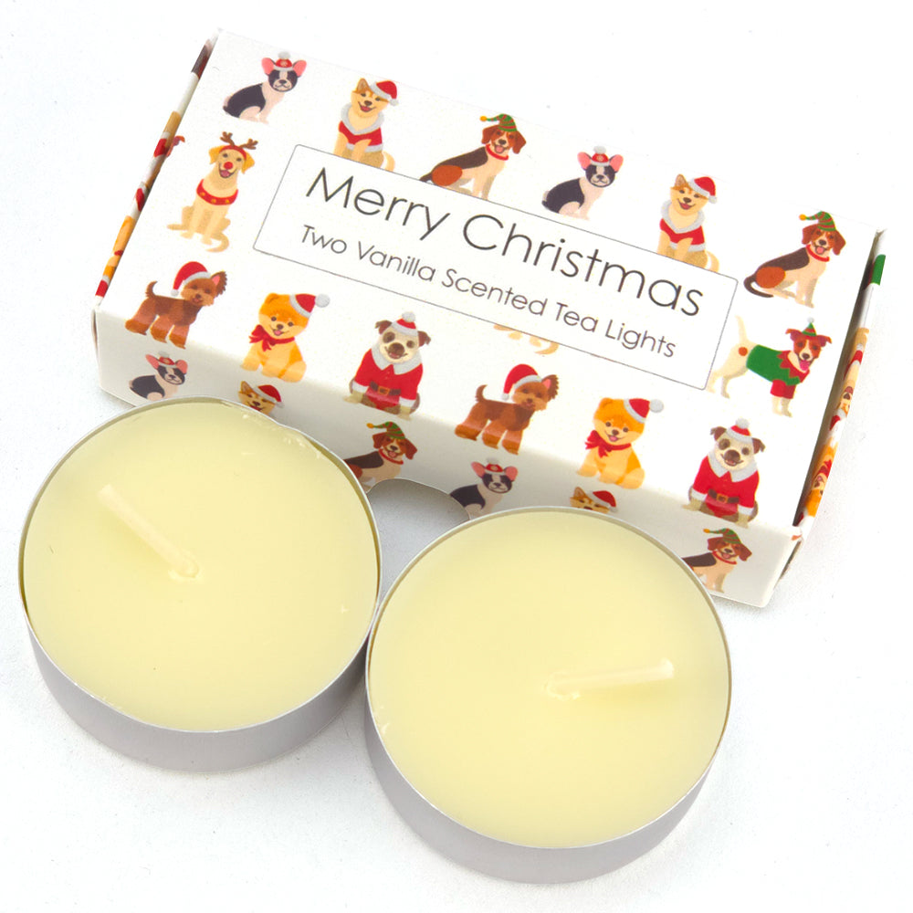 Vanilla Tealight Candles | Christmas Dogs | Mini Gift | Cracker Filler