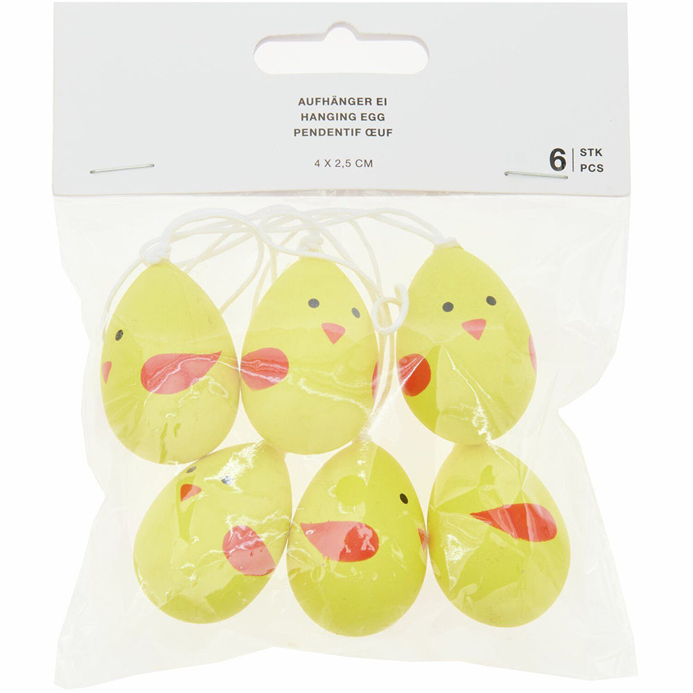 Cute Easter Chicks | 4cm Hanging Easter Egg Ornaments | Pack of 6