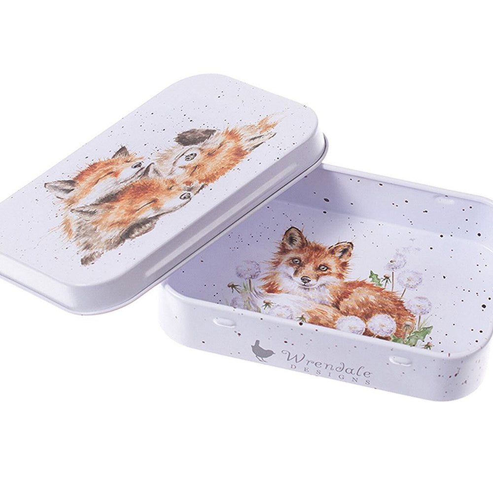 Cuddling Foxes | 9cm Wrendale Lidded Tin | Cracker Filler | Mini Gift