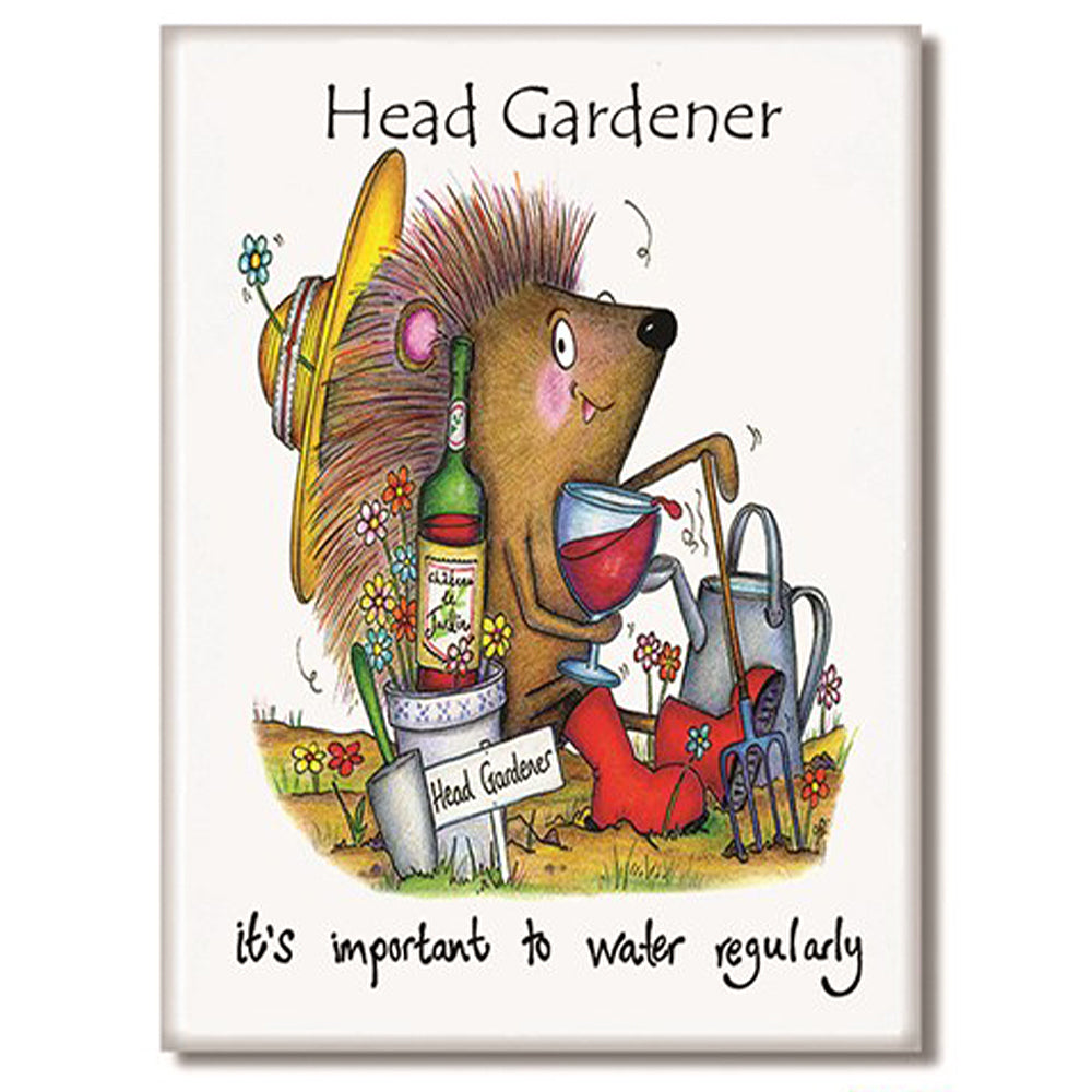 Head Gardener - Water Regularly | Funny Wine Magnet | Little Cracker Filler Gift