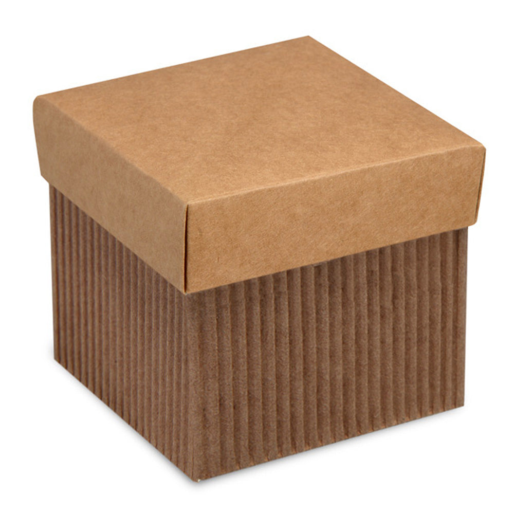 Corrugated Kraft | Mini 5cm Cube Gift Box with Lid | Pack of 10