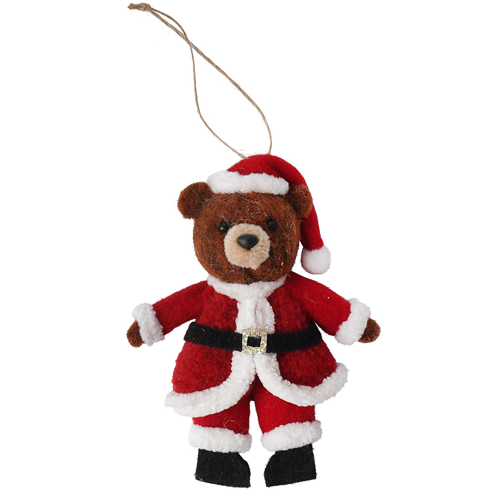 Here Comes Santa Claus | Hanging Little Felt Bear Christmas Ornament | Mini Gift