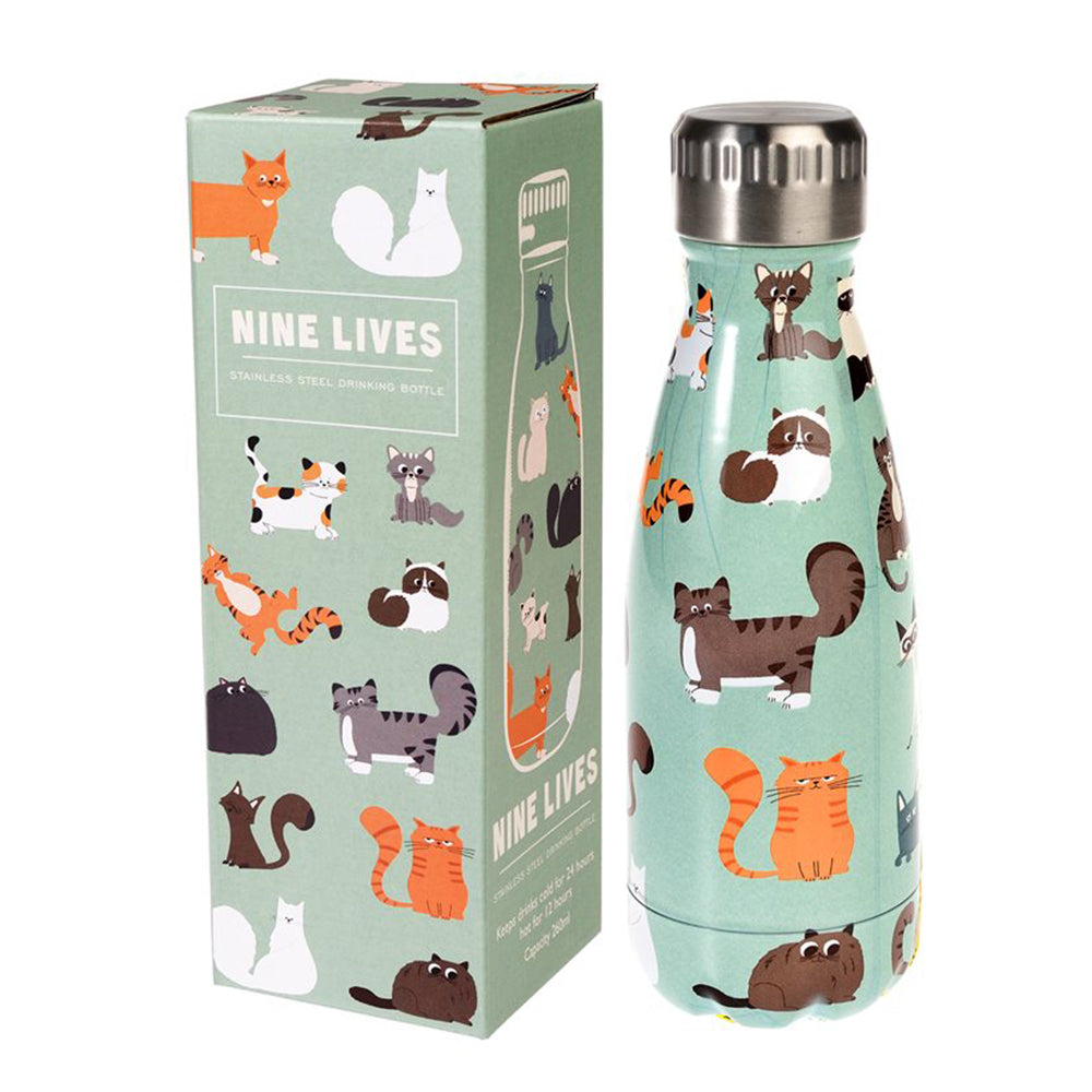 260ml Stainless Steel Drinking Bottle | Nine Lives | for Cat Lovers