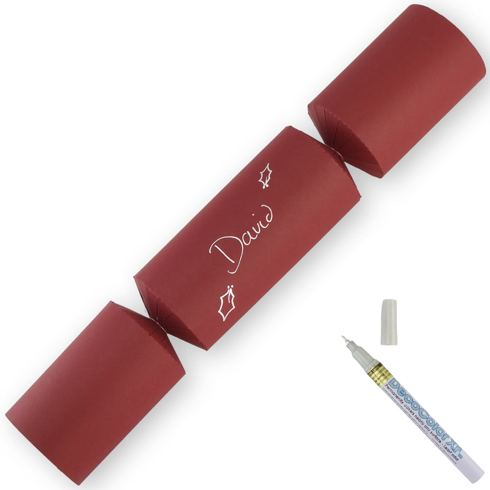 Burgundy Red | 12 Personalise Your Own Crackers | Make &amp; Fill Your Own With Pen