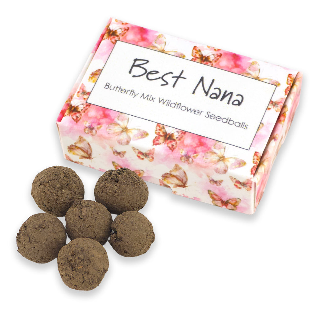 Best Nana | 6 Seedball Matchbox | Butterfly Mix | Cracker Filler | Little Gift