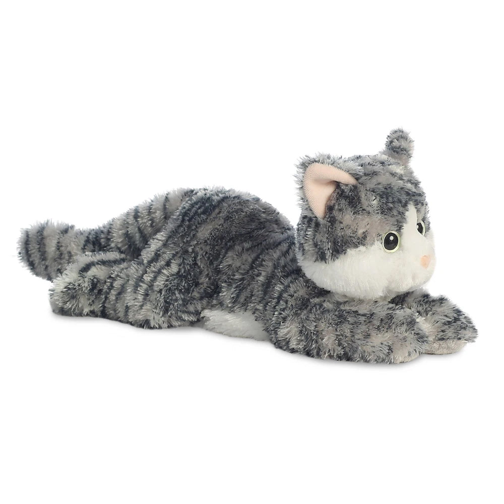 30cm Soft Plush Grey and White Tabby Cat - Cuddly Toy Gift