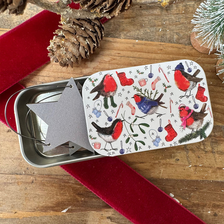 Christmas Robins | Little Slide Shut Tin to Fill | Cracker Filler Gift