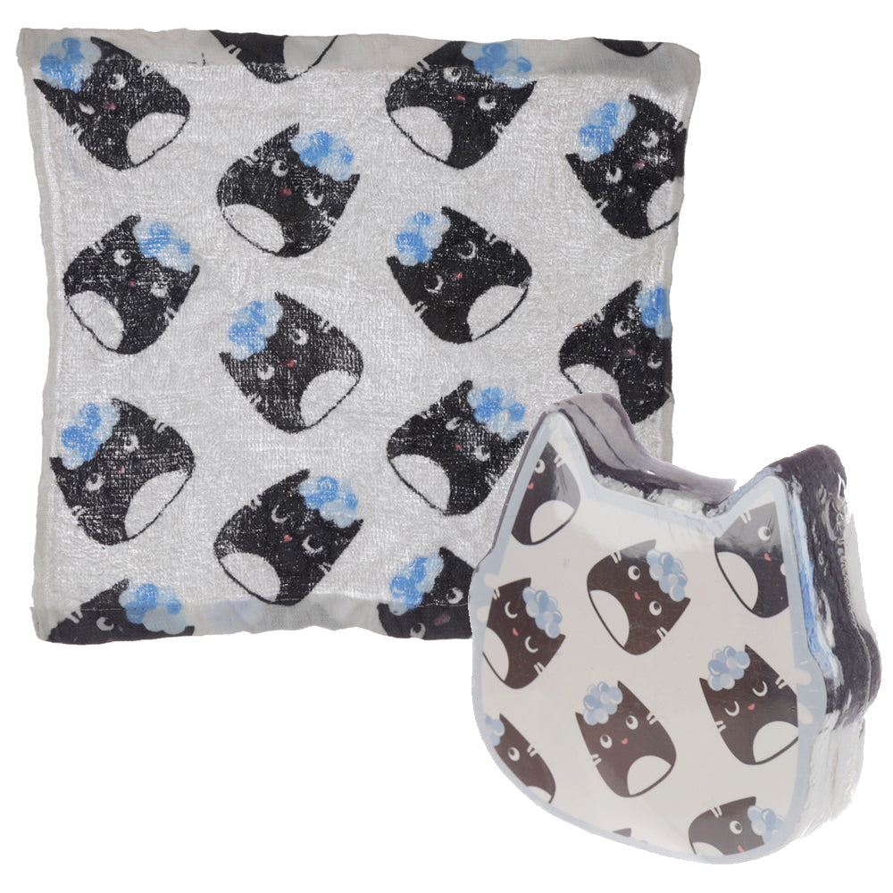 Bathtime Bubbles Cats | Compressed Flannel | Mini Gift | Cracker Filler