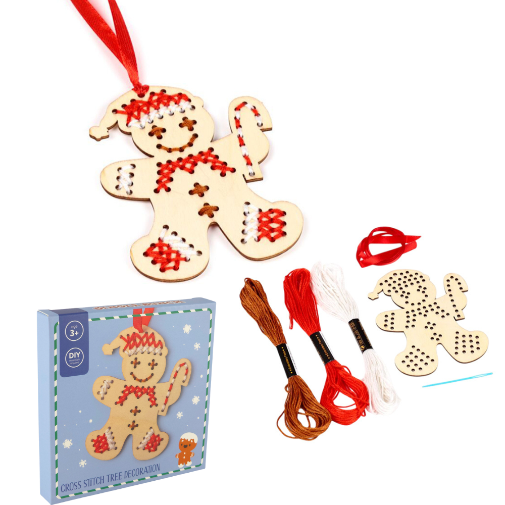 Kids Cross Stitch Christmas Tree Ornament | Complete Sewing Craft Kit