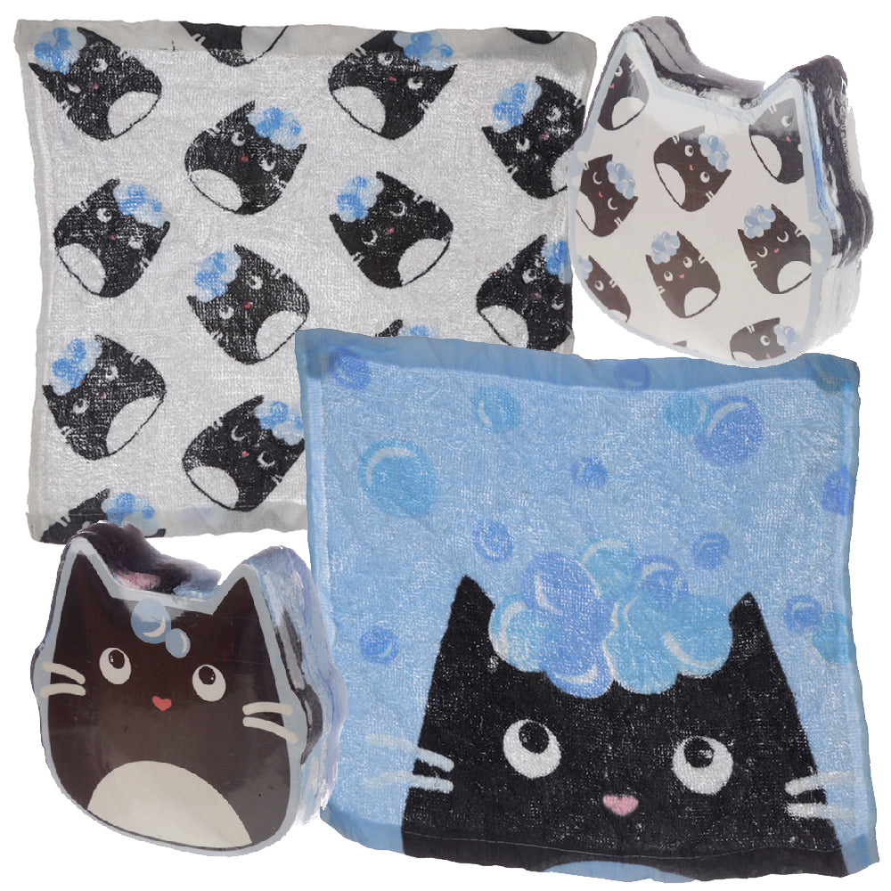 Bathtime Bubbles Cats | Compressed Flannel | Mini Gift | Cracker Filler