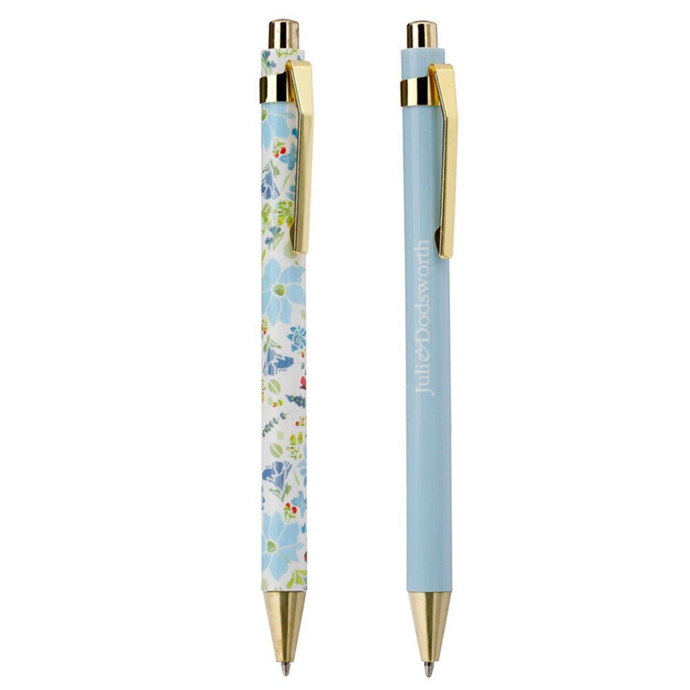 Pretty Blue Floral Pens | Twin Pen Set | Julie Dodsworth | Boxed Gift for Ladies