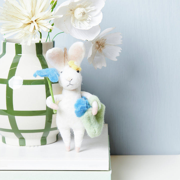 Forget Me Not Easter Bunny | Hanging Spring & Easter Felt Ornament | 15cm Tall