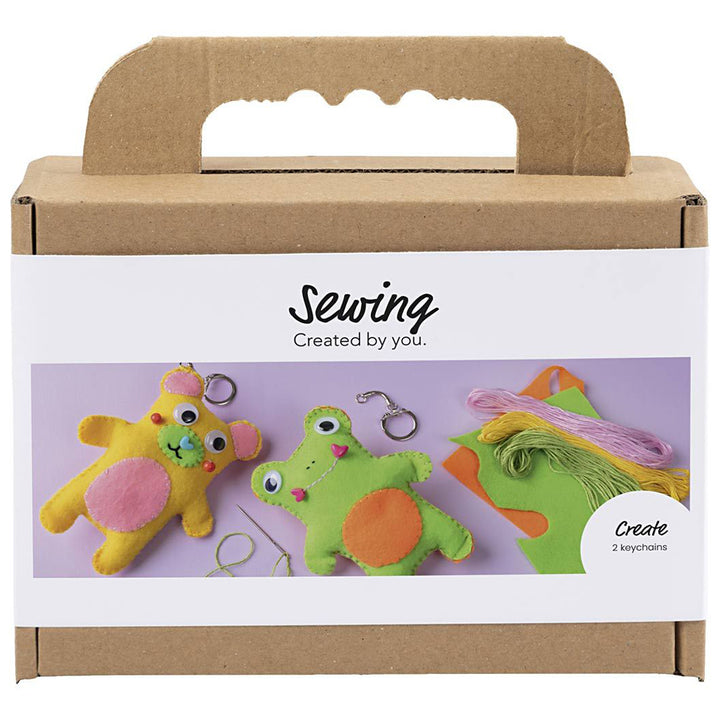 Frog &amp; Teddy | Felt Keyring Sewing Kit | Complete Kids Craft Kit