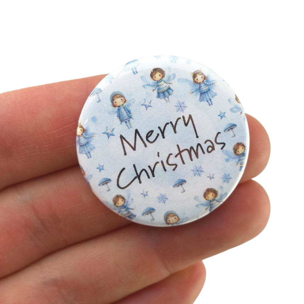 Winter Fairies | Merry Christmas | 38mm Pin Badge | Little Gift | Cracker Filler