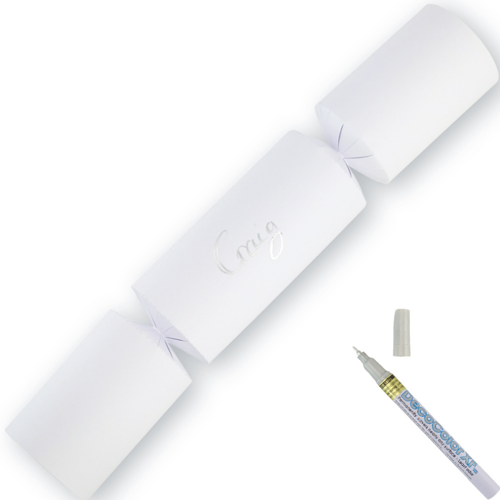 White | 12 Personalise Your Own Crackers | Make &amp; Fill Your Own | With Pen