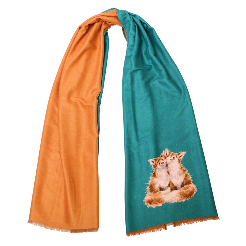 Cute Foxes | Ladies Rich Green Winter Scarf | Wrendale Designs