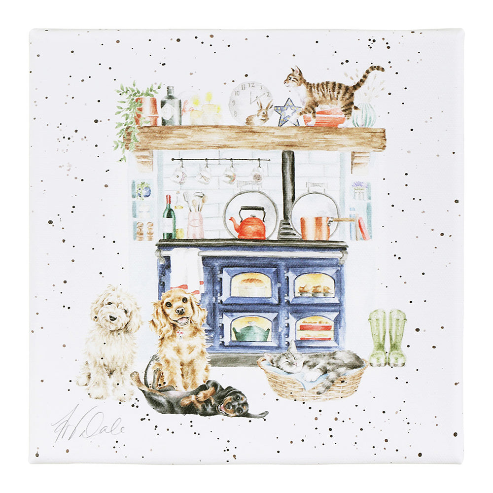 Country Kitchen Pets | Dogs & Cats Canvas | 20cm Square | Wrendale Designs