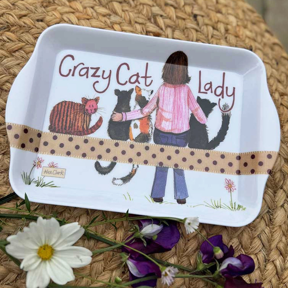 Crazy Cat Lady | Small Melamine Tray | 21 x 14.5cm | Little Gift