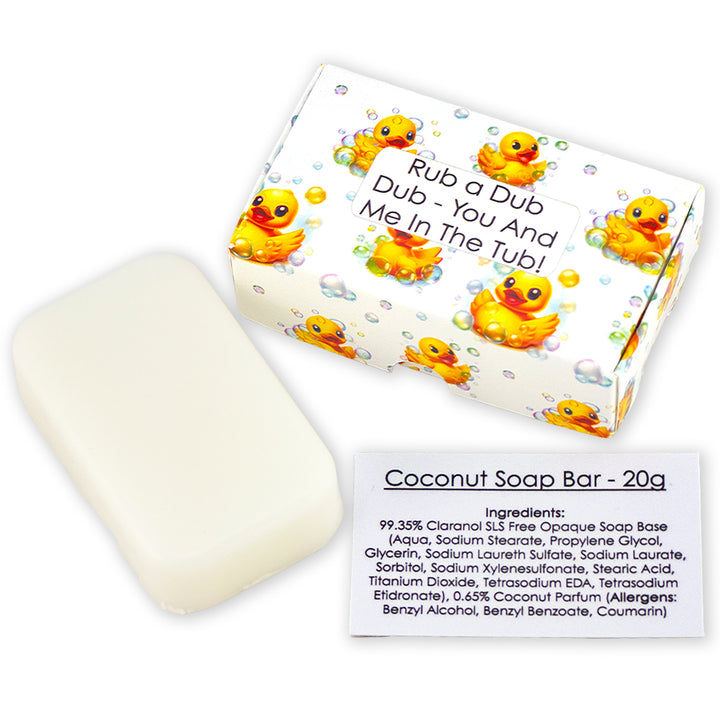 Rub a Dub Dub - You &amp; Me! | Coconut | 20g Travel Soap Bar | Cracker Filler