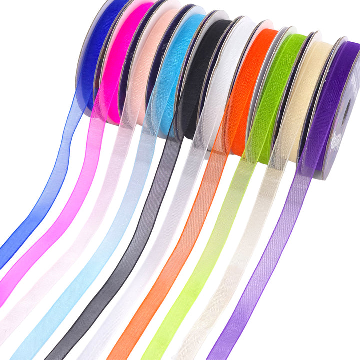 Skinny Organza Ribbon | 6mm Wide | 8m Reel | Crafts &amp; Cracker Making