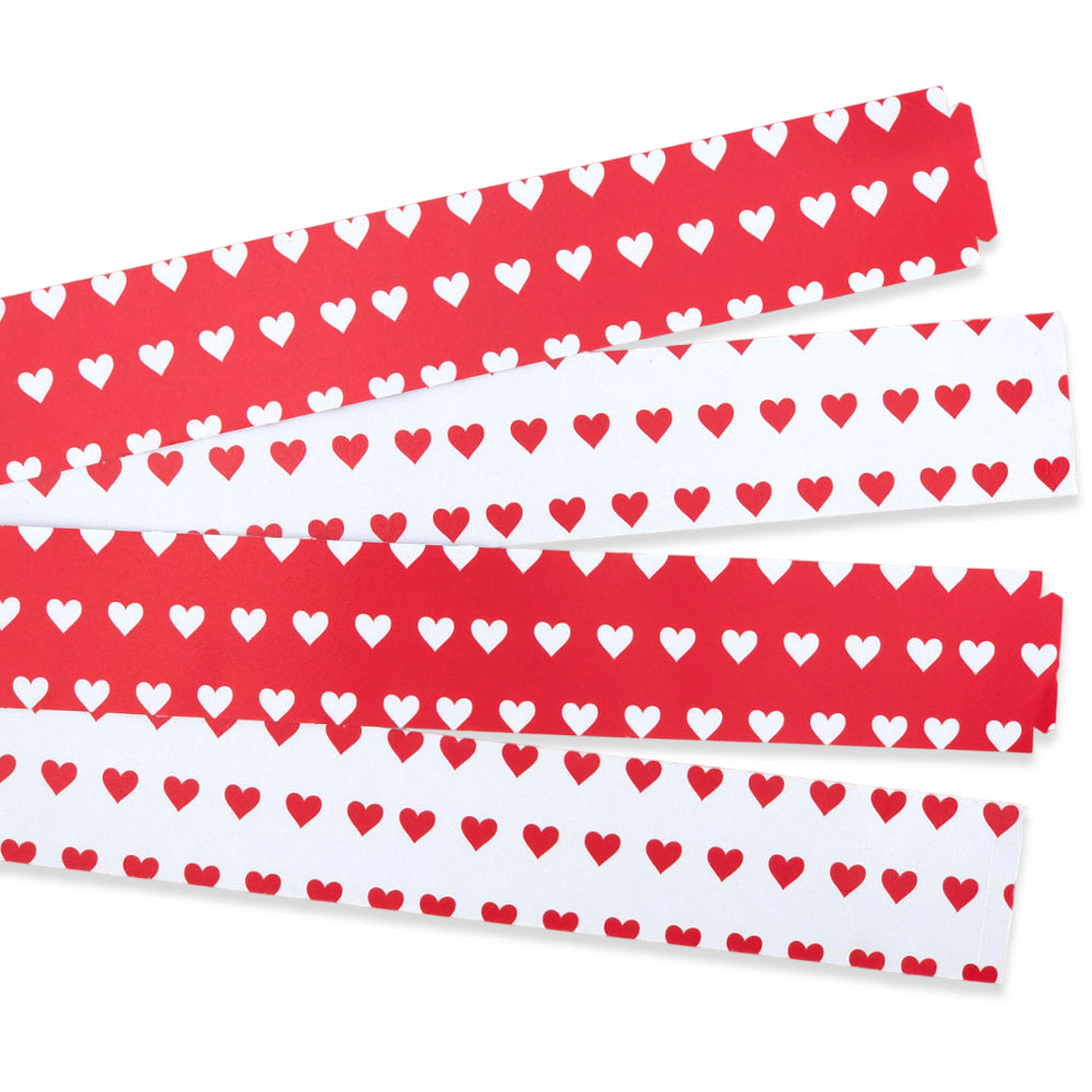 30 Reusable Valentines Paper Chains | Red Polka Hearts | No Glue Needed | 2.5m
