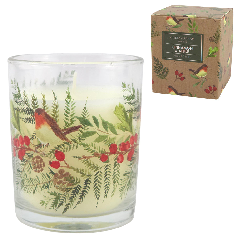 Garden Robin | Christmas Scented Candle | Gisela Graham | Boxed Gift | 7cm Tall