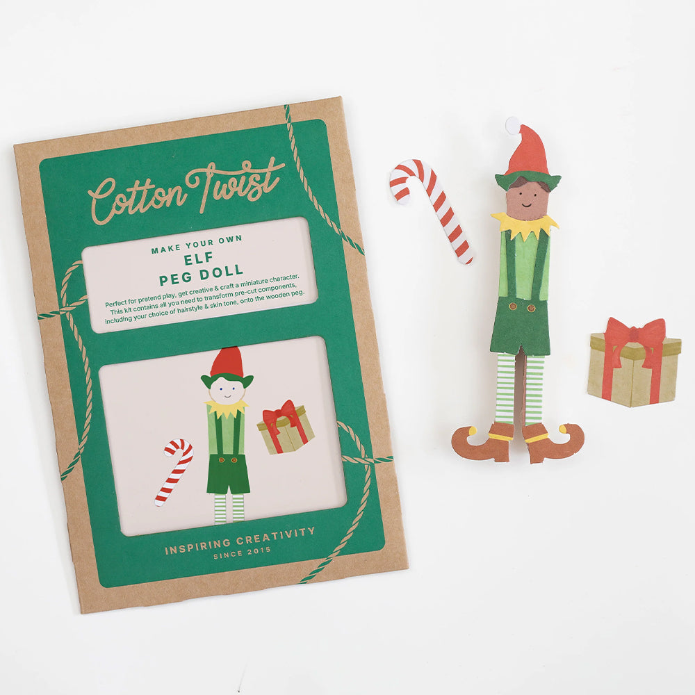 Make Your Own Elf Peg Doll | Complete Sustainable Christmas Craft Kit for Kids