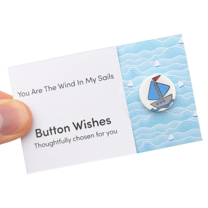 You Are The Wind in My Sails | Button Wishes Sew On Token | Mini Cracker Filler