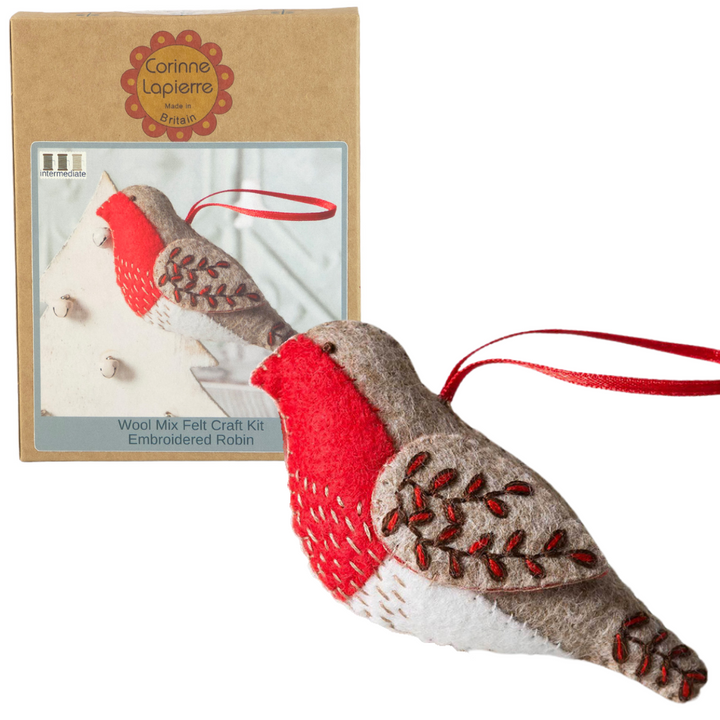 Christmas Robin Hanging Ornament | Mini Felt Sewing Kit | Corinne Lapierre