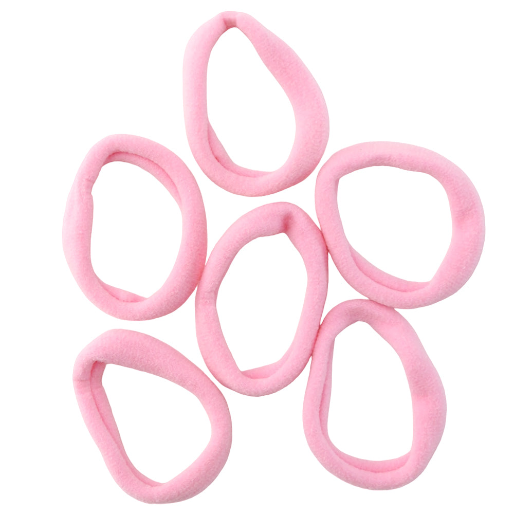 Pink | 6 Jersey Hair Elastics | Little Gift | Cracker Filler