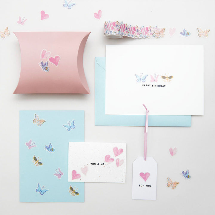 Butterflies &amp; Hearts | Washi Style Stickers | Reel of 200