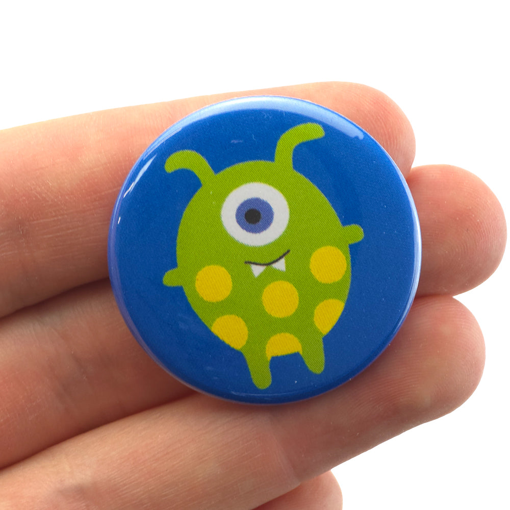Green Monster | 38mm Button Pin Badge | Little Gift | Cracker Filler