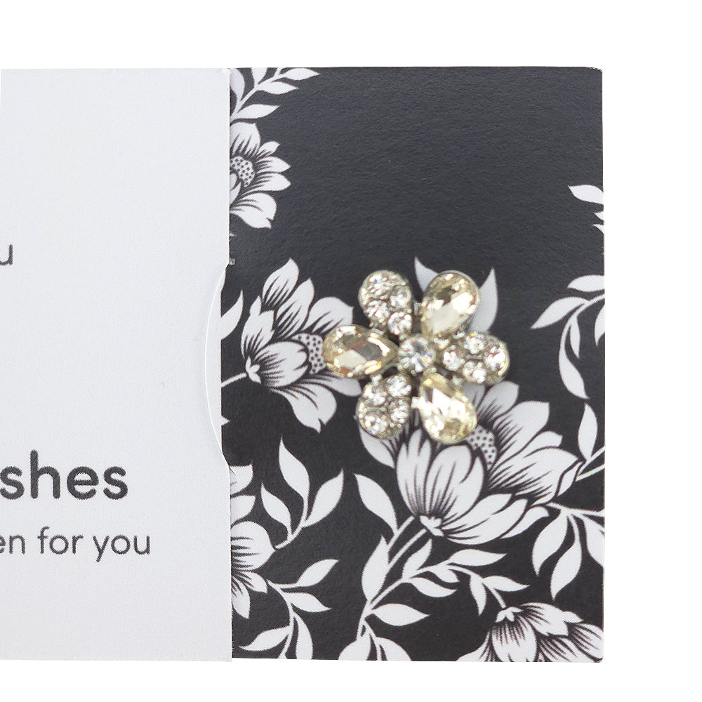 Thank you | Diamante Flower | Button Wishes Sew On Token | Cracker Filler