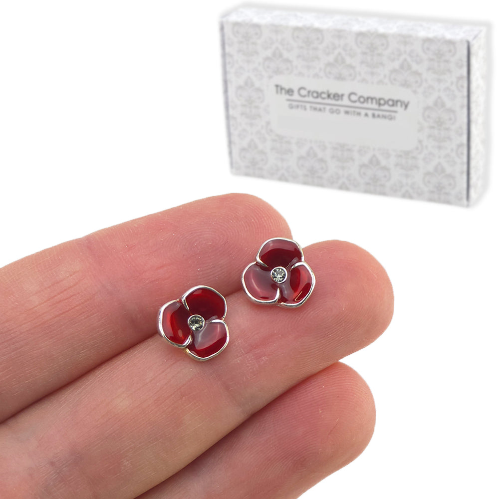 Remembrance Poppies | Silver Plated Stud Earrings | Little Gift | Cracker Filler