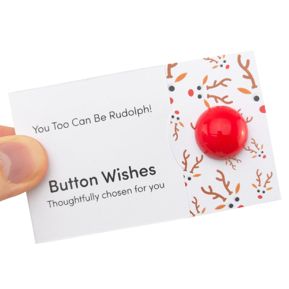You Too Can be Rudolph! | Christmas Googly Rudolph | Button Wishes Sew On Token | Little Gift
