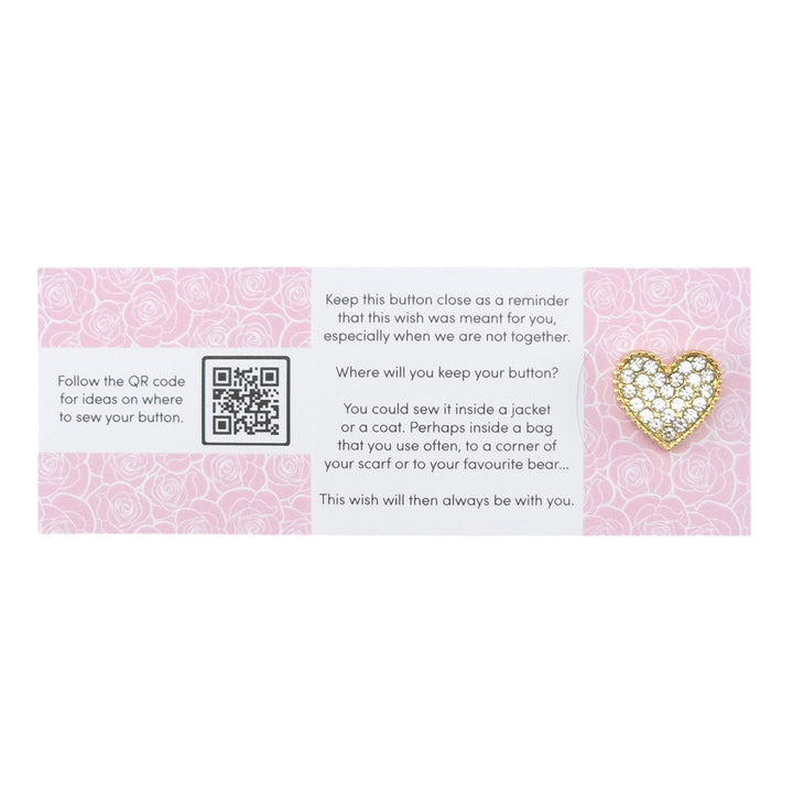 Happy Mother's Day | Diamante Heart | Button Wishes Sew On Token | Little Gift