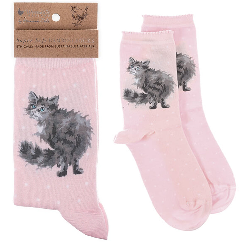 Glamour Puss Cat | Ladies Supersoft Bamboo Socks | One Size | Wrendale Designs