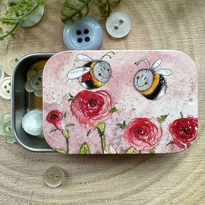 Happy Bees | Little Slide Shut Tin to Fill | Mini Gift | Cracker Filler
