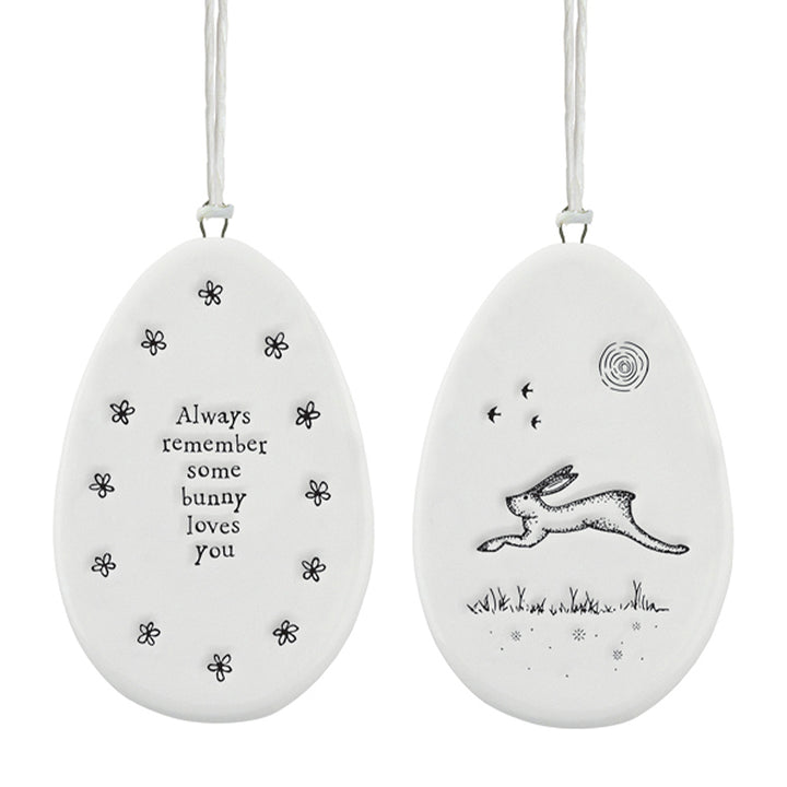 Some Bunny Loves You | Flat Porcelain Egg Ornament Hanger | Cracker Filler